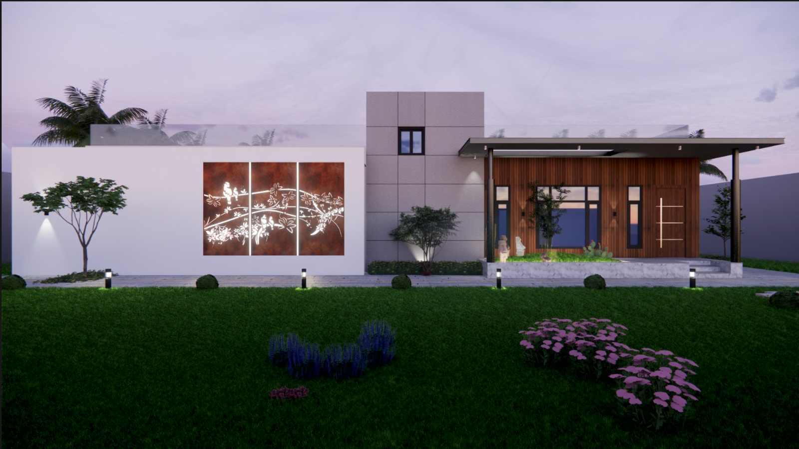 Tropical courtyard architecture detail